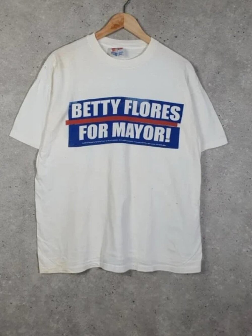 Vintage Men’s XL Betty Flores For Mayor Political Campaign Graphic T‑Shirt Made